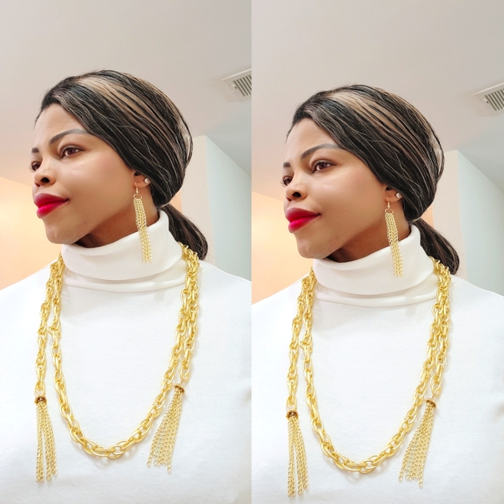 Paparazzi Fashion Gold color Necklace with Earrings